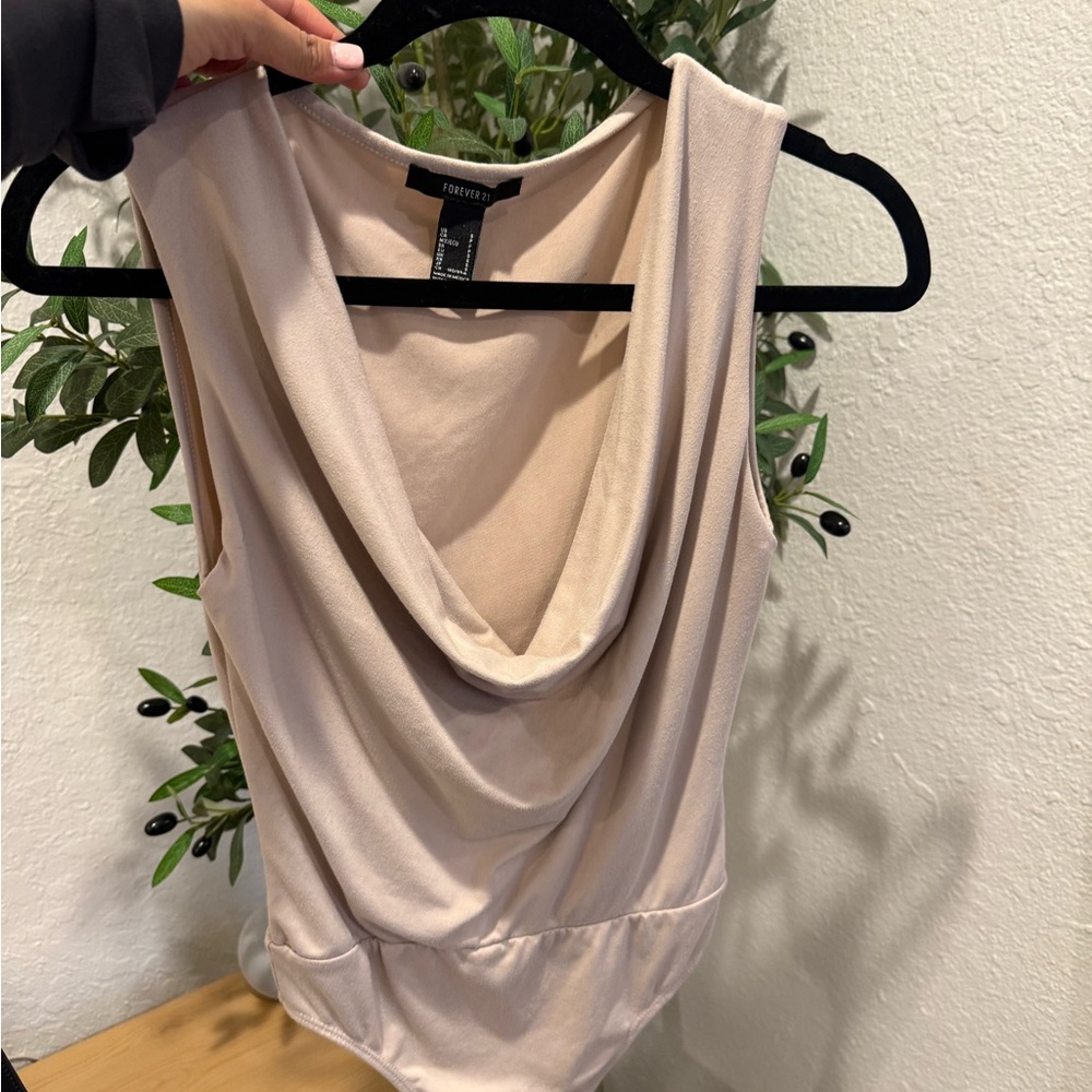 Forever 21 Beige Drape Bodysuit
